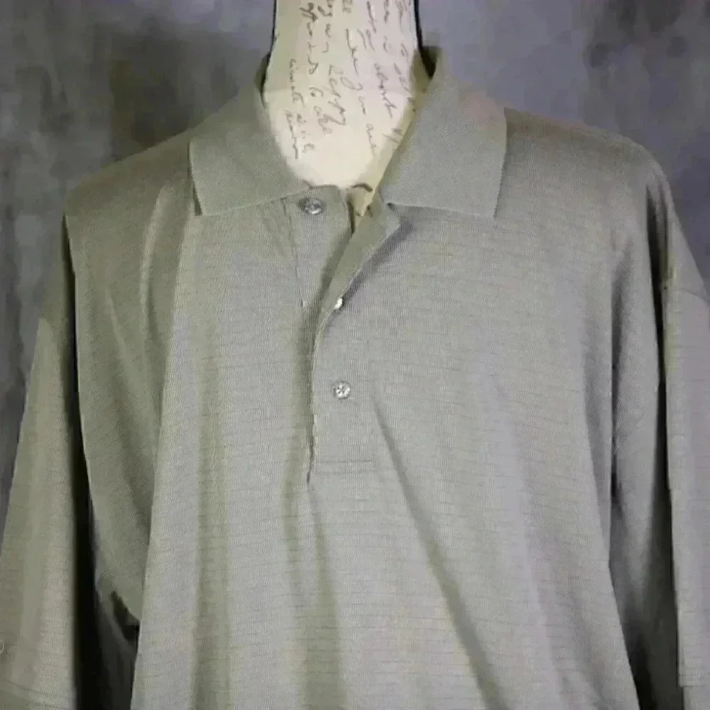 IZOD Golf Shirt size XL - Beige/Brown 3 button collared - Picture 3 of 7